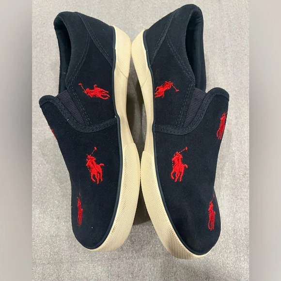 ❤️Host Picks❤️[US1] Polo Ralph Lauren Boys Keaton Slip On Shoes Navy/Red - Picture 4 of 8